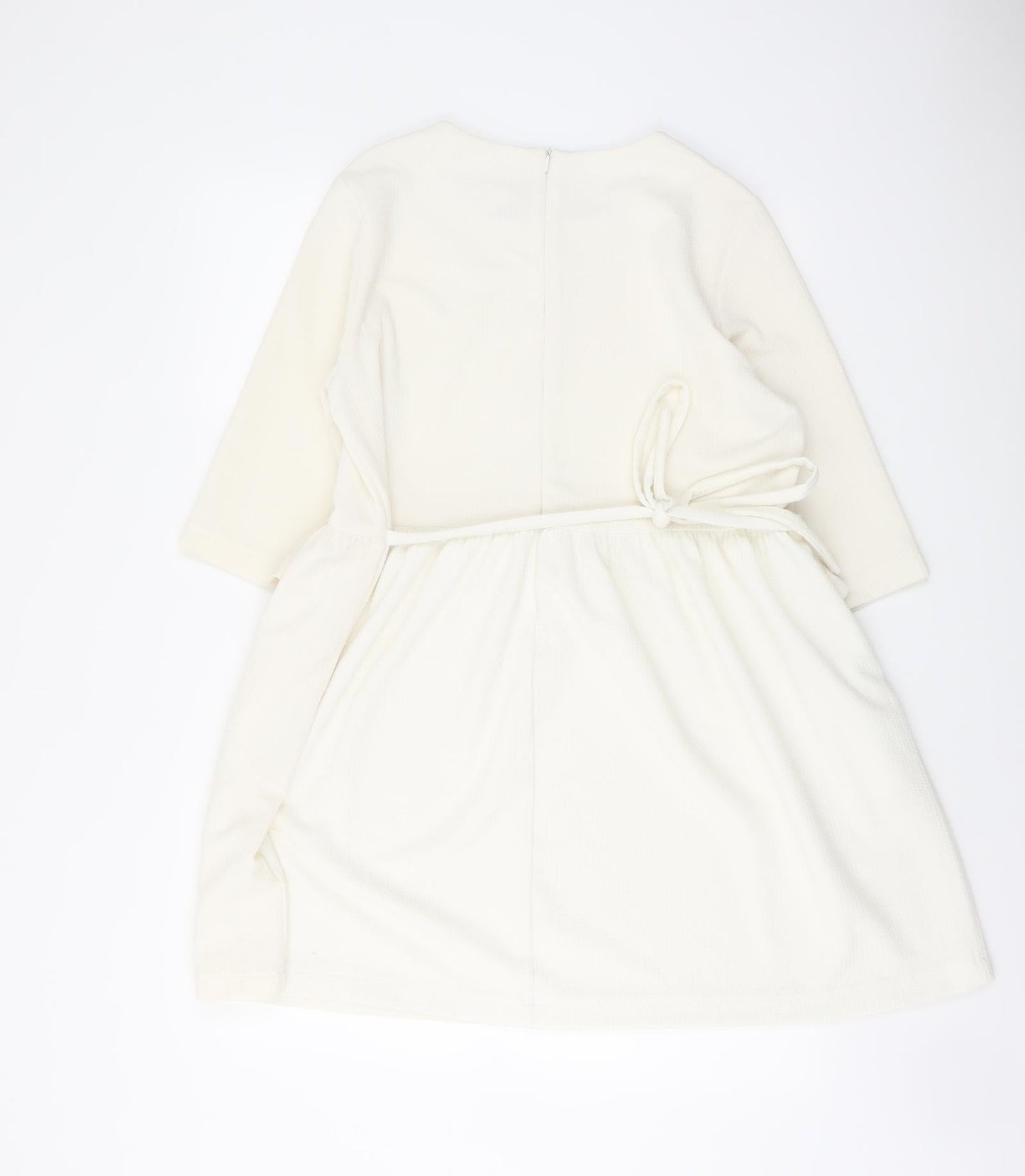 The White Pepper Womens Ivory Polyester A-Line Size S Round Neck Zip