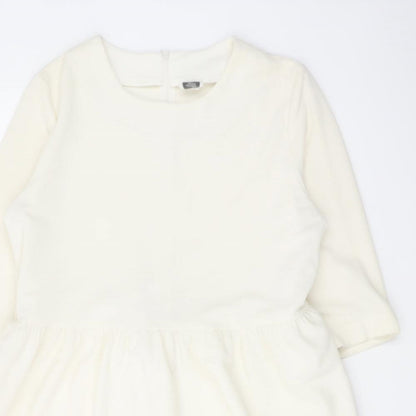 The White Pepper Womens Ivory Polyester A-Line Size S Round Neck Zip