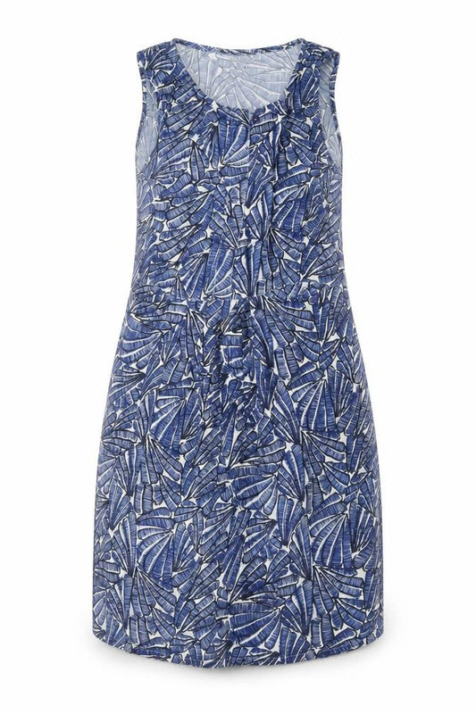ICHI Womens Blue Geometric Viscose Tank Dress Size 8 Round Neck Pullover