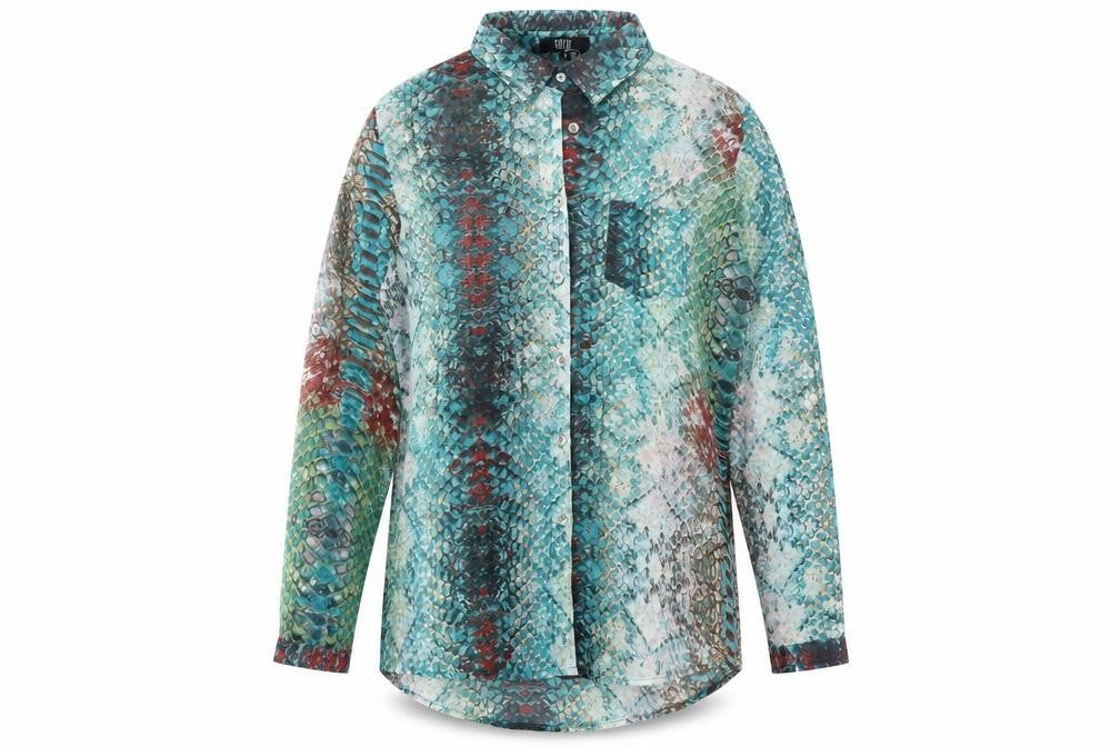 Goldie Womens Multicoloured Animal Print Polyester Basic Button-Up Size S Collared - Snake Print