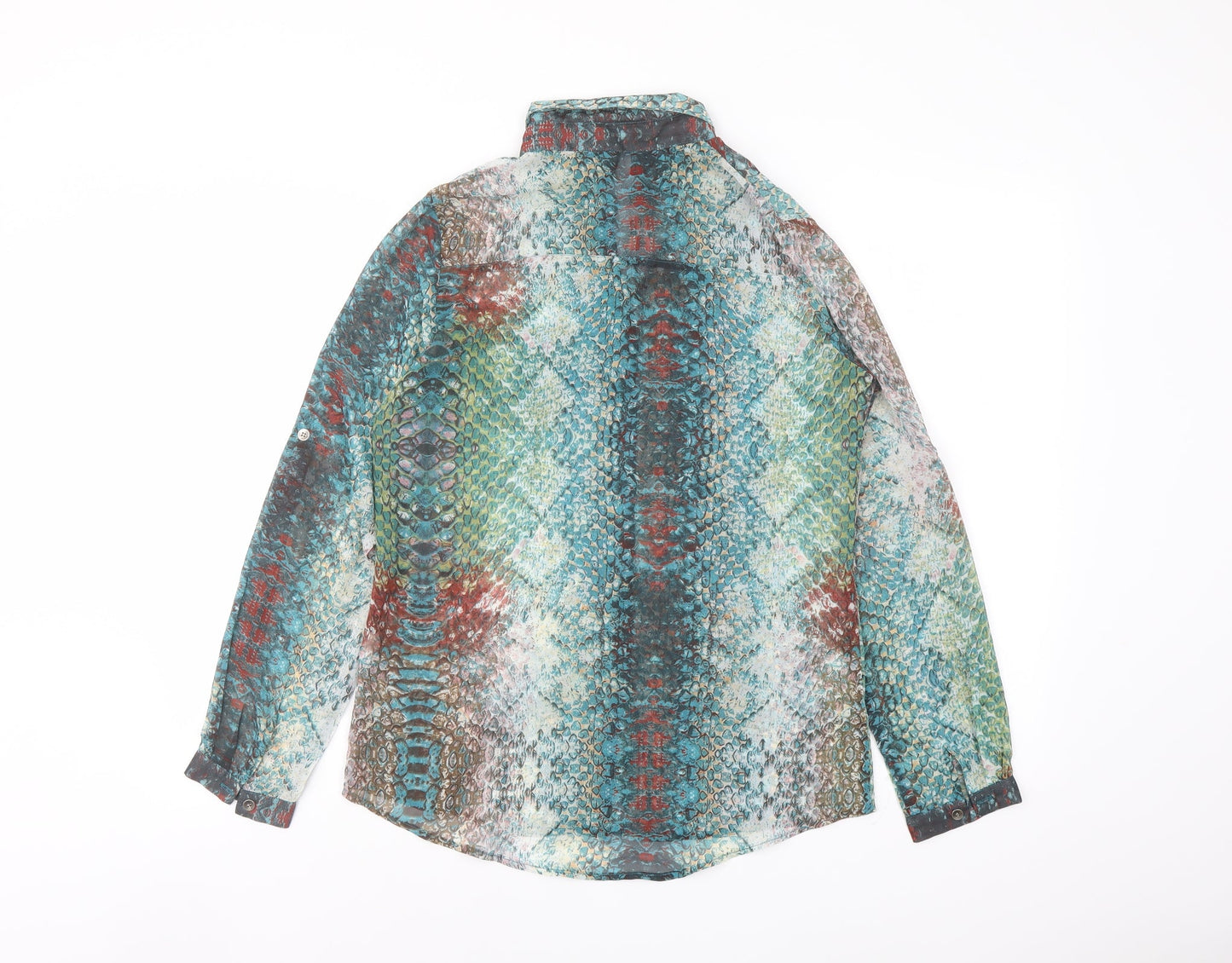 Goldie Womens Multicoloured Animal Print Polyester Basic Button-Up Size S Collared - Snake Print
