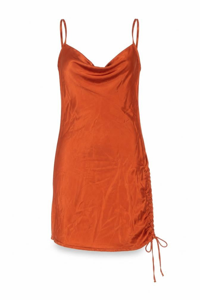 PRETTYLITTLETHING Womens Red Polyester Slip Dress Size 8 Cowl Neck Pullover