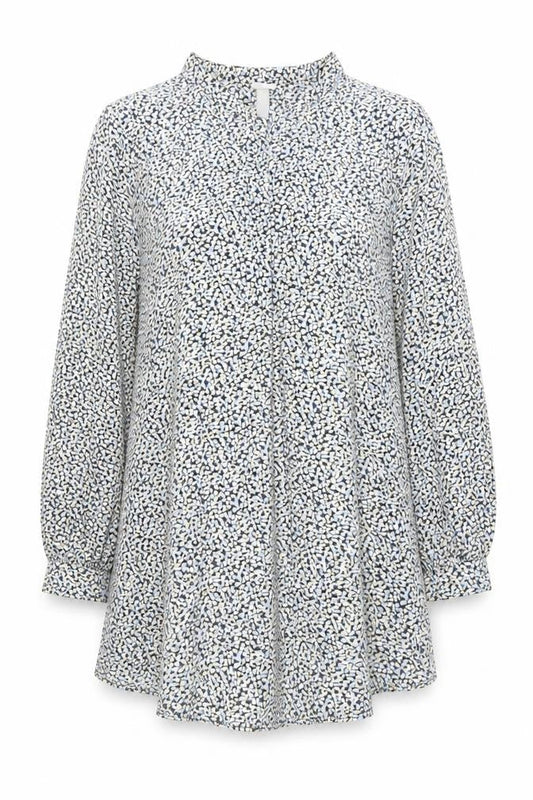 H&M Womens Multicoloured Geometric Viscose Trapeze & Swing Size S Mock Neck Button