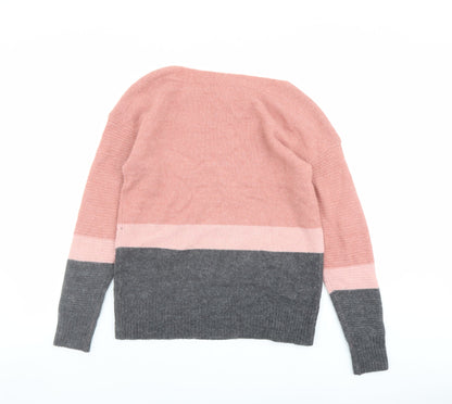Next Womens Pink Boat Neck Acrylic Pullover Jumper Size XS
