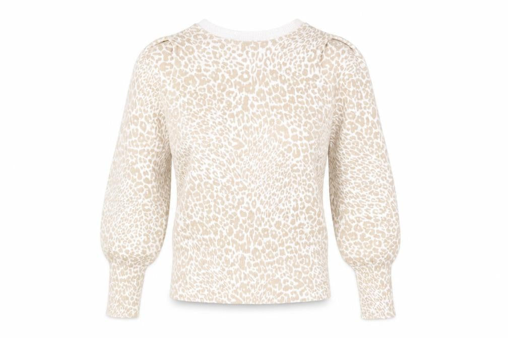 Marks & Spencer Womens Beige Boat Neck Animal Print Viscose Pullover Jumper Size XS - Leopard pattern