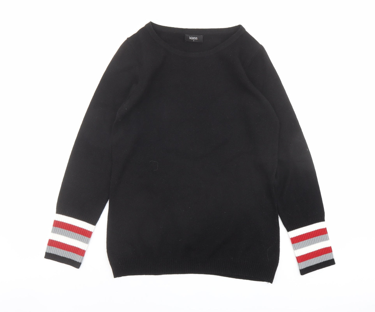 Klass Womens Black Boat Neck Acrylic Pullover Jumper Size S