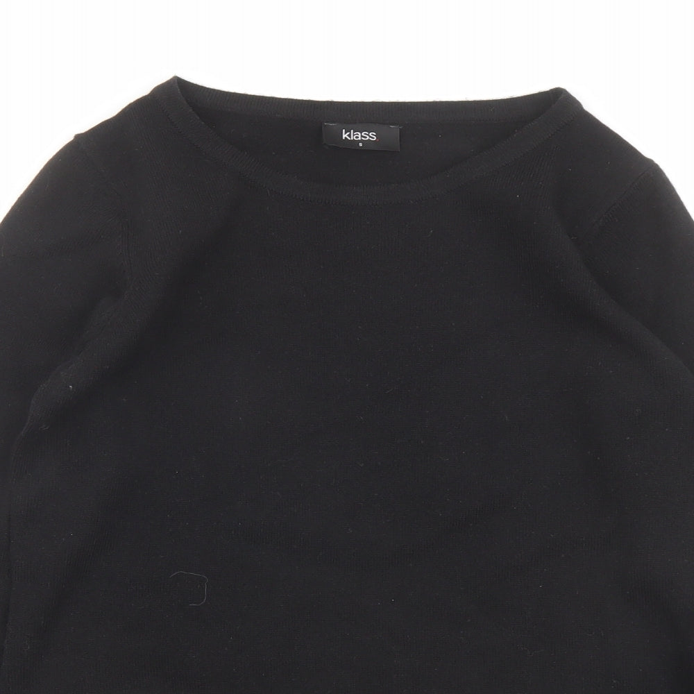 Klass Womens Black Boat Neck Acrylic Pullover Jumper Size S