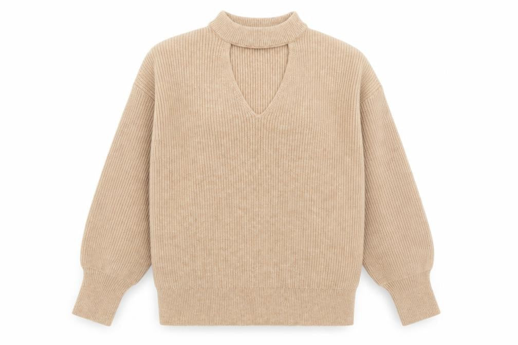 Friends Like These Womens Beige Round Neck Acrylic Pullover Jumper Size 14 - Keyhole neck