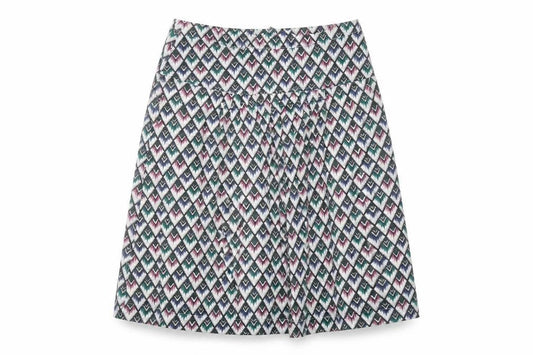 GARDEUR Womens Multicoloured Geometric Cotton A-Line Skirt Size 10 Zip