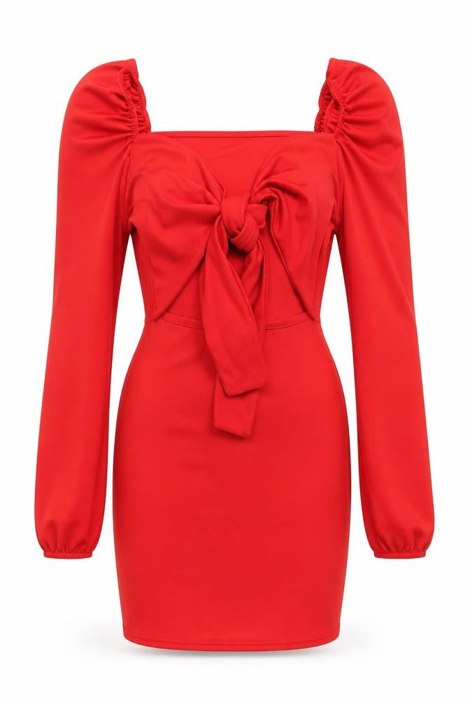 I SAW IT FIRST Womens Red Polyester Mini Size 6 Sweetheart Pullover - Tie Front Detail
