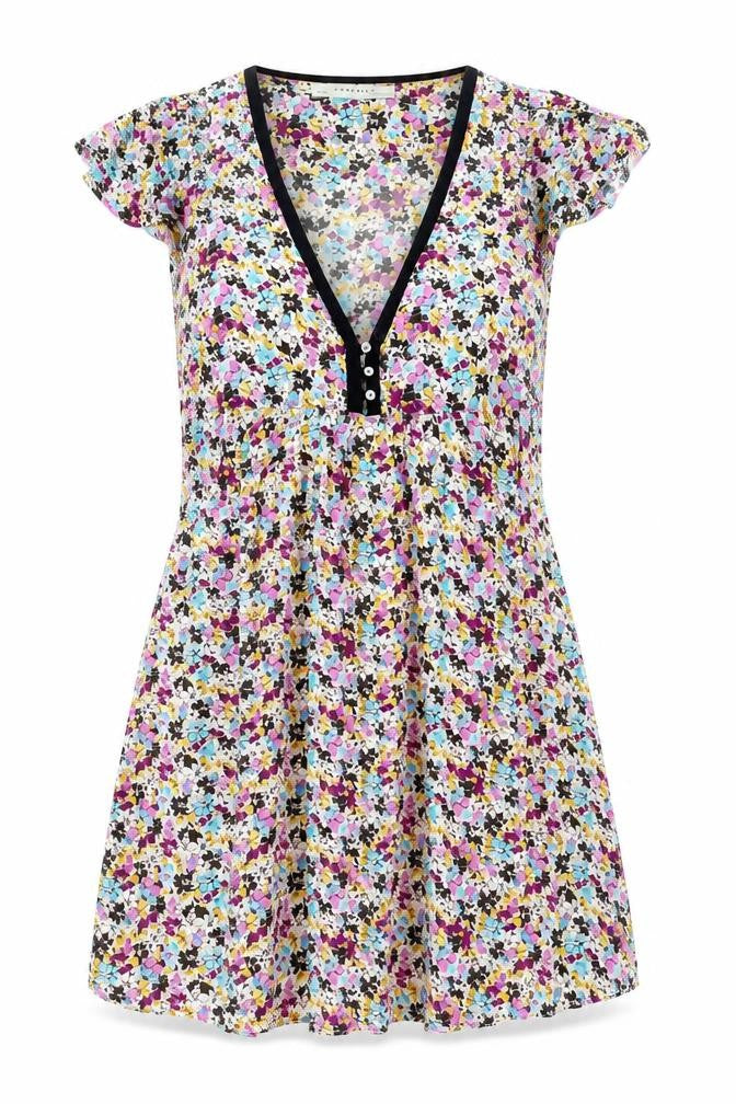 Zara Womens Multicoloured Floral Viscose Mini Size L V-Neck Button