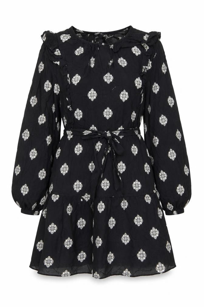 Marks & Spencer Womens Black Geometric Polyester Mini Size 12 Round Neck Tie
