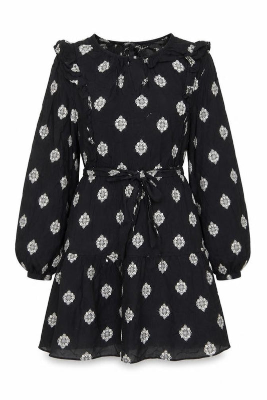 Marks & Spencer Womens Black Geometric Polyester Mini Size 12 Round Neck Tie