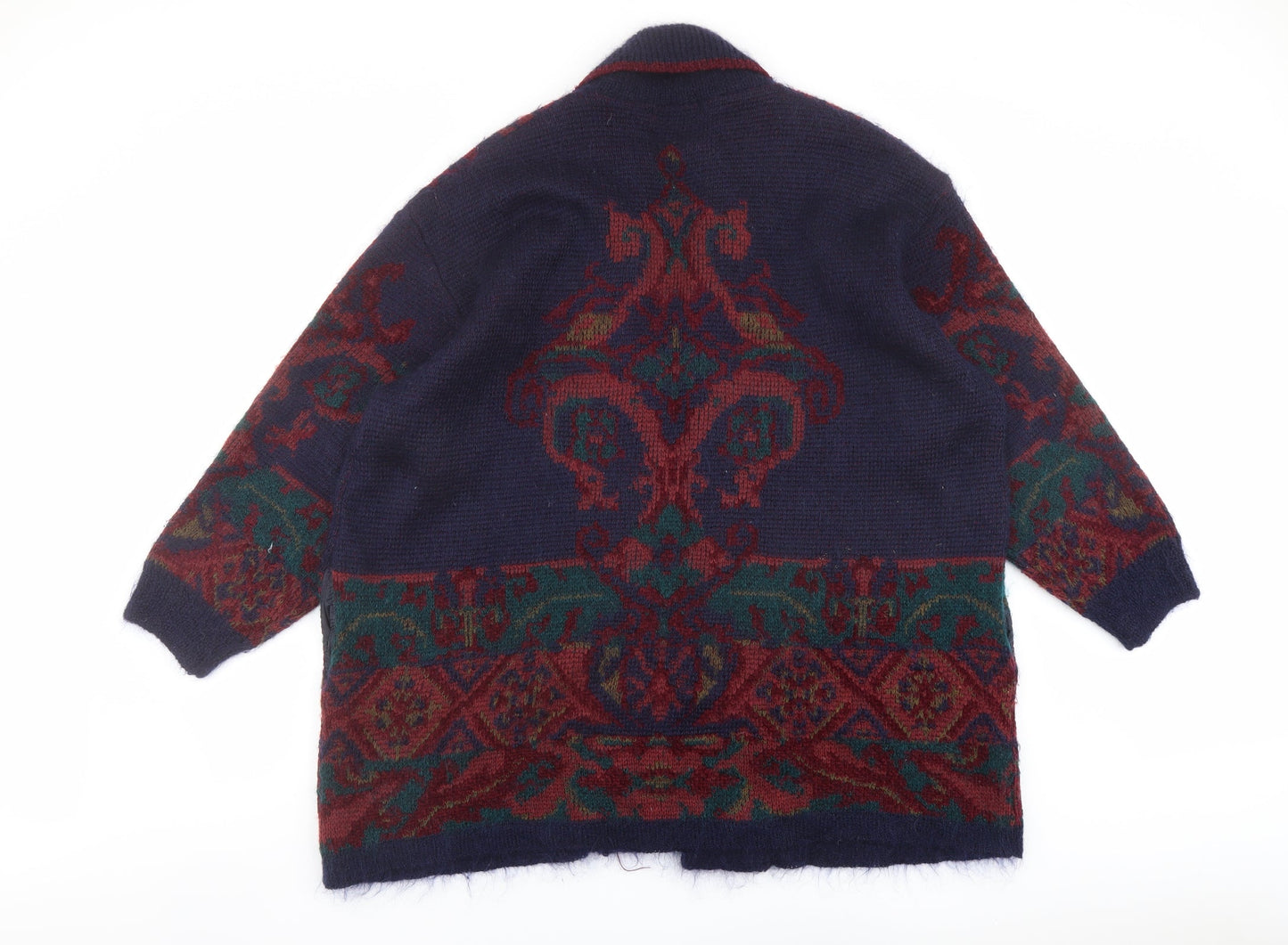 Marks and Spencer Womens Multicoloured Collared Geometric Acrylic Cardigan Jumper Size 20