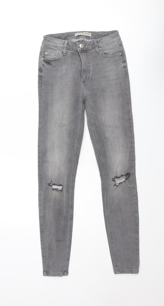 Denim & Co. Womens Grey Cotton Skinny Jeans Size 6 L27 in Regular Zip