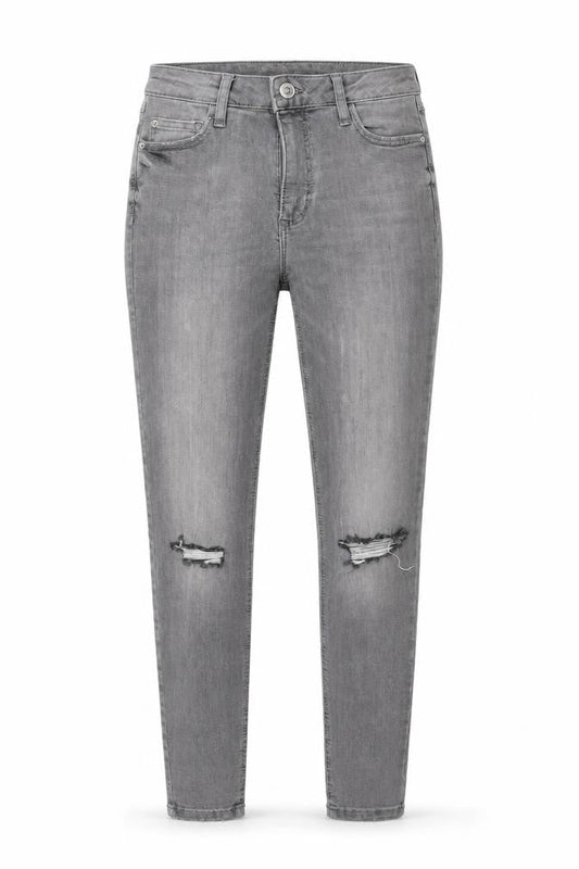 Front view of Denim & Co. women’s grey cotton skinny jeans, size UK 6, 27-inch leg regular zip