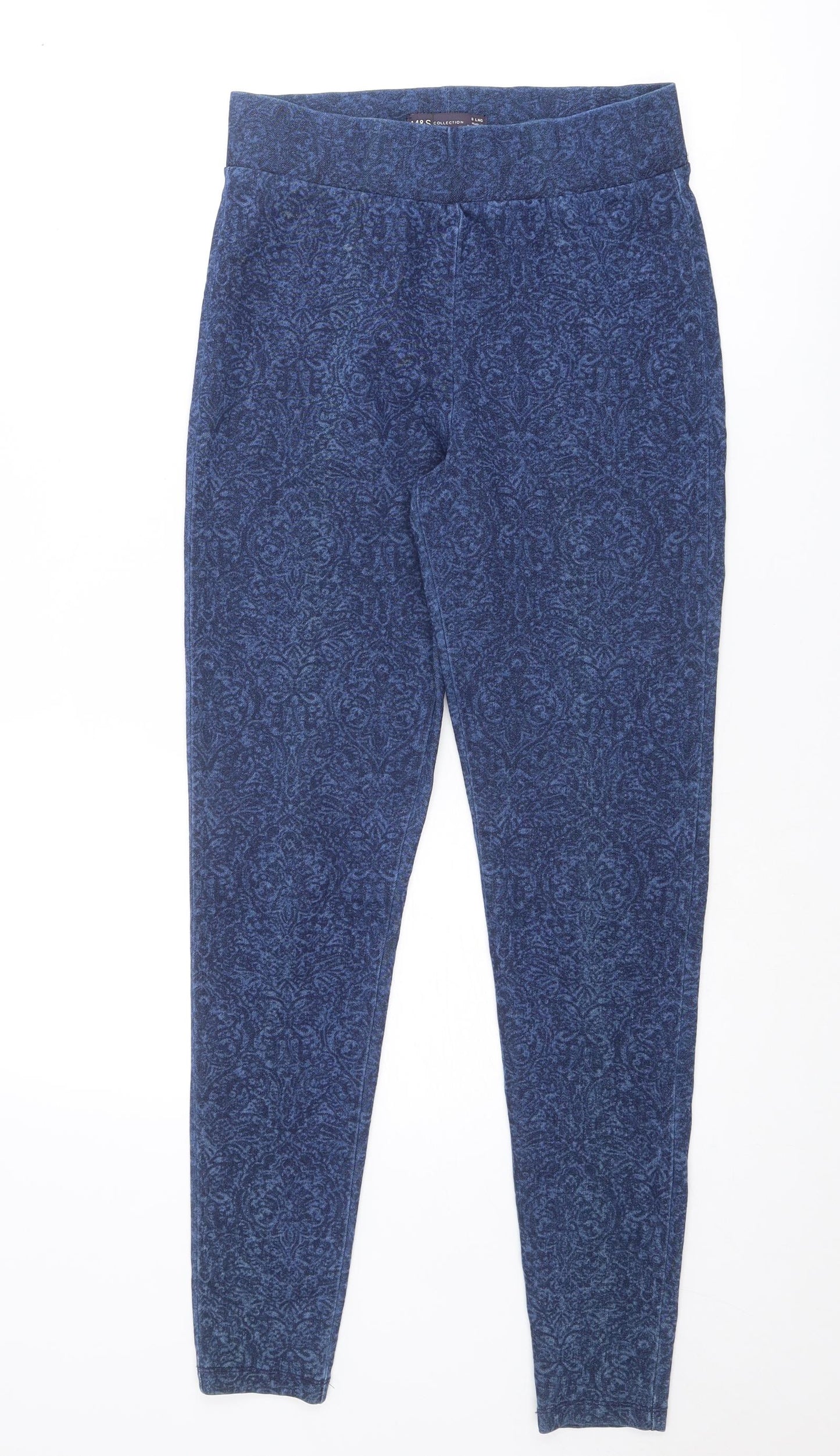 Marks and Spencer Womens Blue Paisley Cotton Jegging Jeans Size 8 L29 in Regular