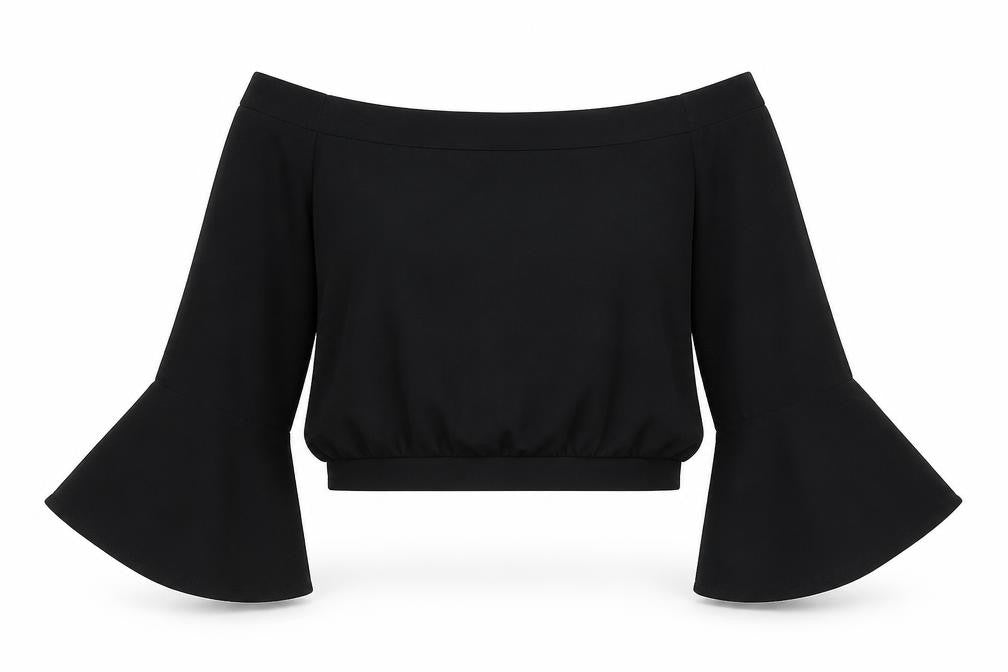 Bardot Womens Black Polyester Cropped Blouse Size 14 Boat Neck