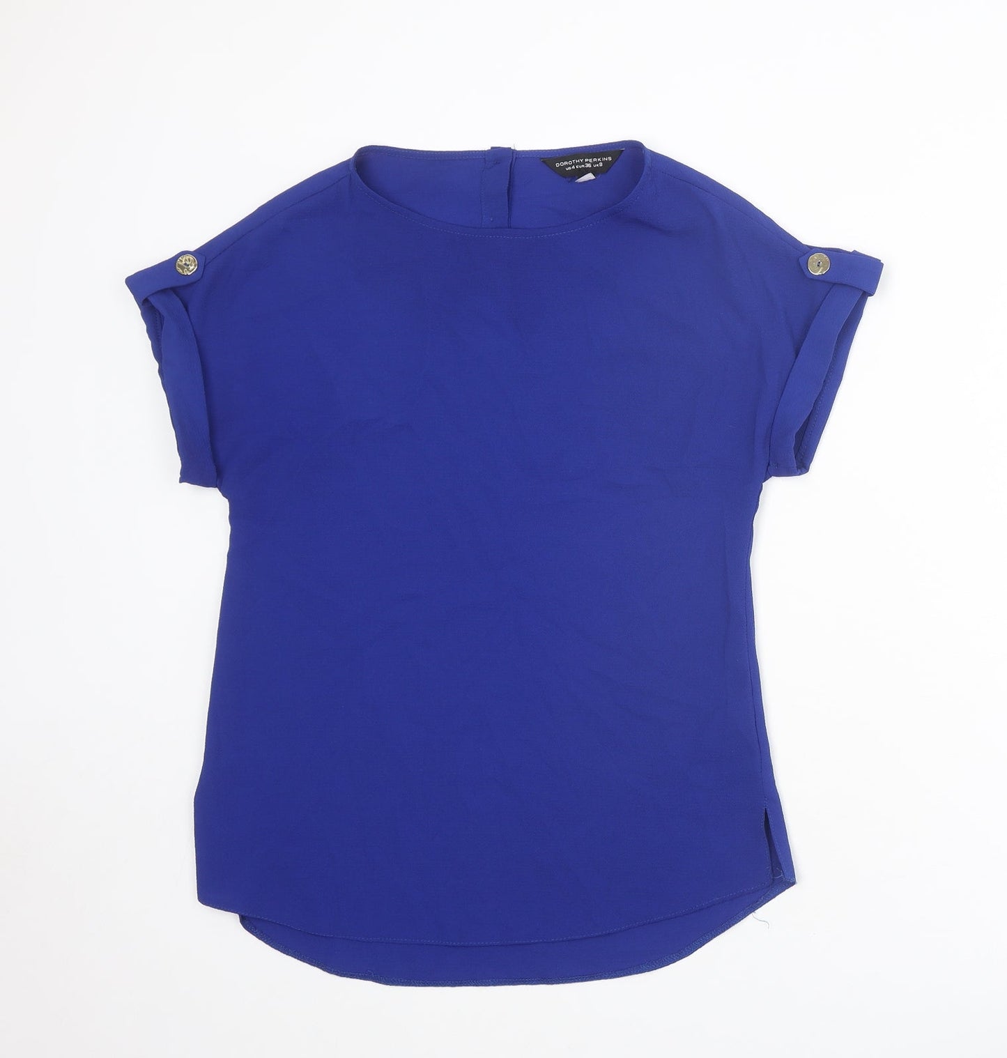 Dorothy Perkins Womens Blue Polyester Basic T-Shirt Size 8 Round Neck