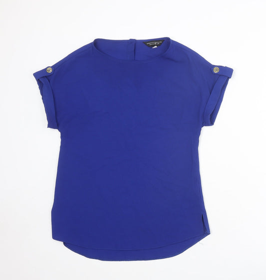 Dorothy Perkins Womens Blue Polyester Basic T-Shirt Size 8 Round Neck