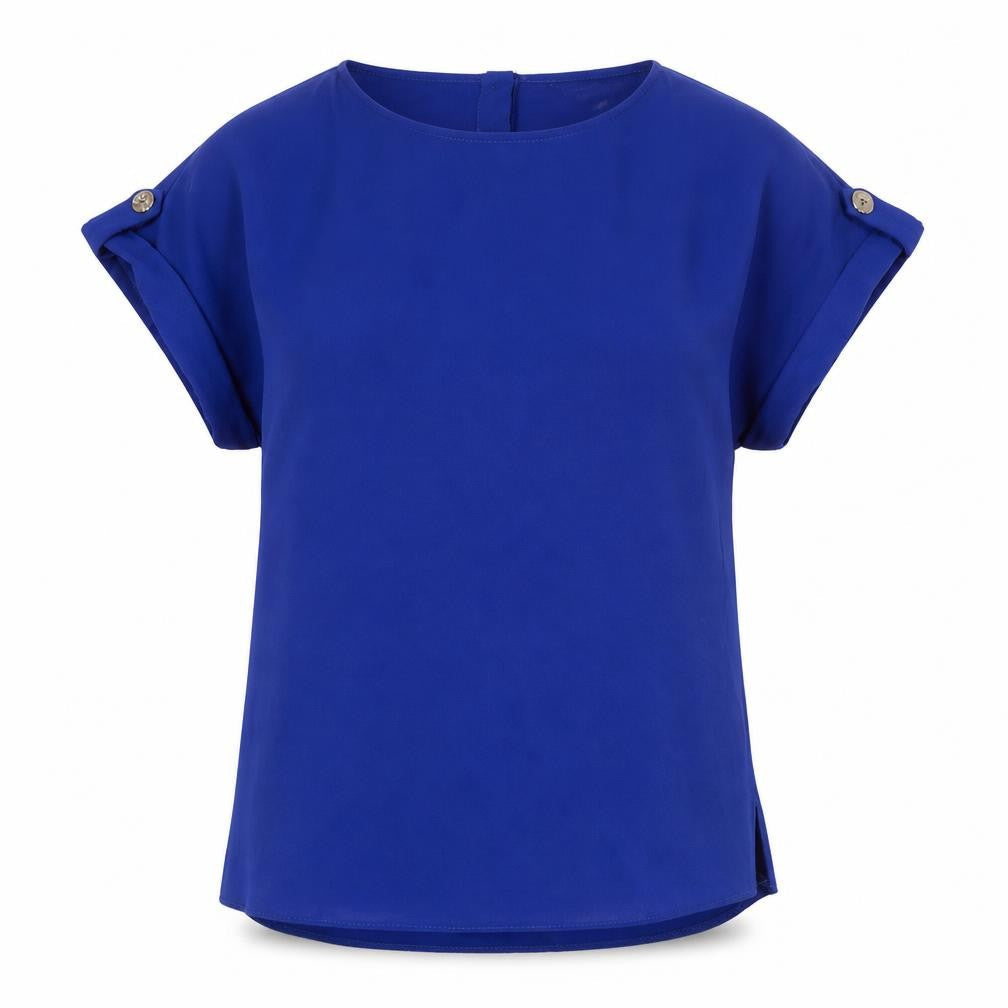 Dorothy Perkins Womens Blue Polyester Basic T-Shirt Size 8 Round Neck