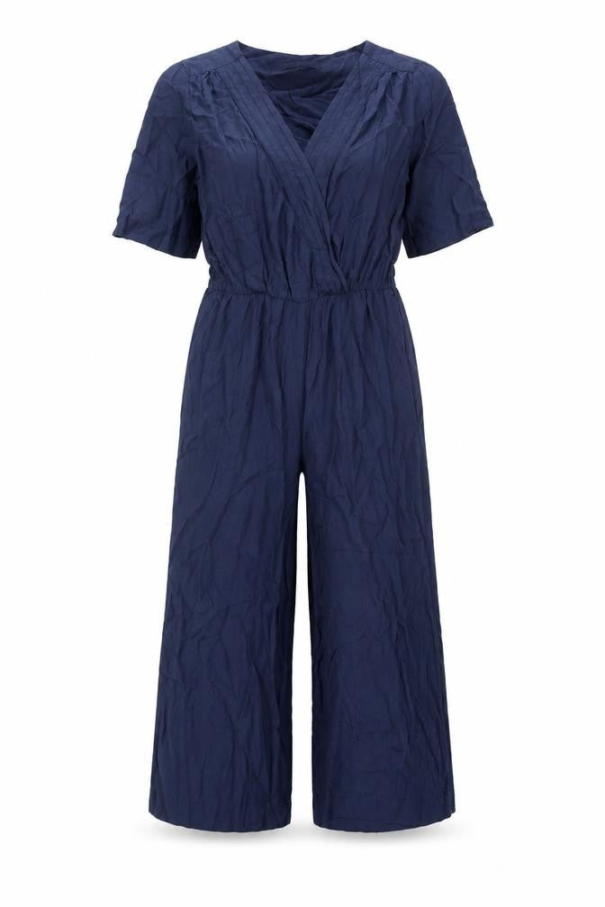 Marks & Spencer Womens Blue Viscose Jumpsuit One-Piece Size 8 L17 in Button