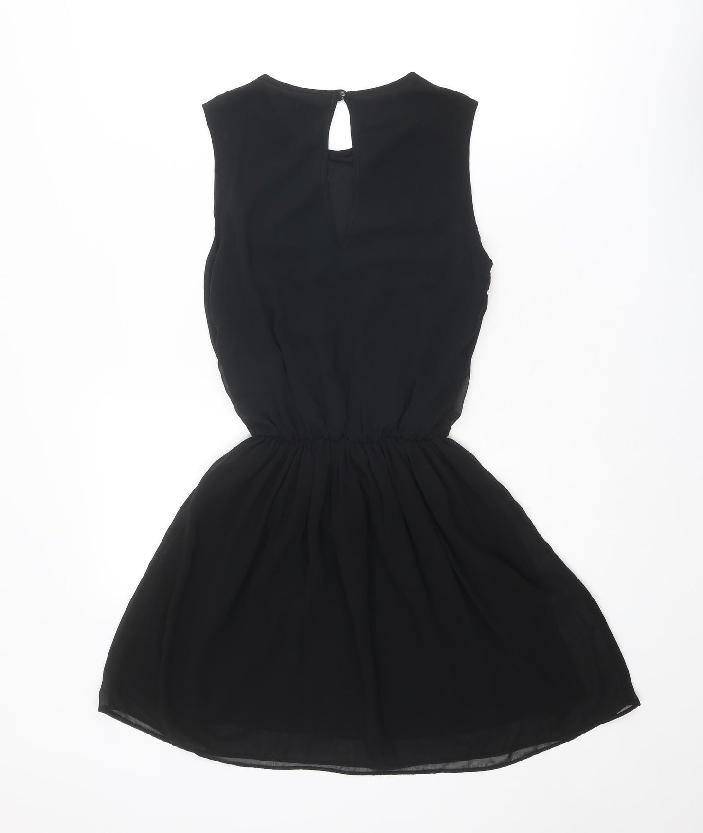 ASOS Womens Black Polyester Fit & Flare Size 8 Roll Neck Button