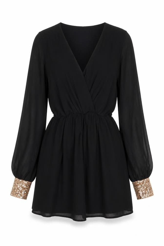 ASOS Womens Black Polyester Mini Size 8 V-Neck Pullover