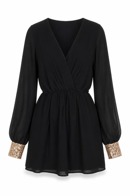 ASOS Womens Black Polyester Mini Size 8 V-Neck Pullover