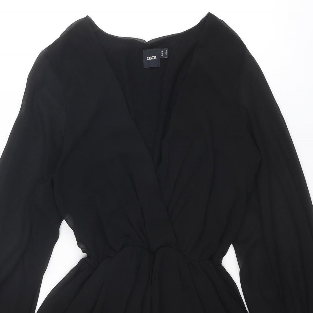 ASOS Womens Black Polyester Mini Size 8 V-Neck Pullover
