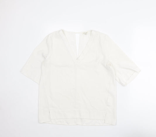River Island Womens White Polyester Basic T-Shirt Size 10 V-Neck