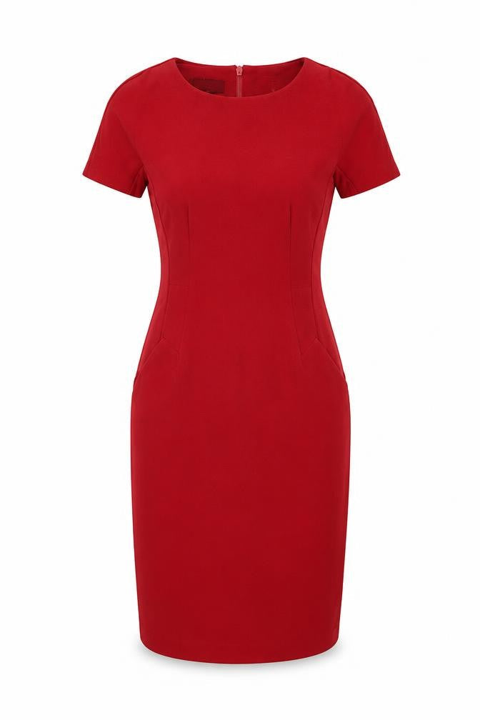 NEXT Womens Red Polyester Shift Size 6 Round Neck Zip