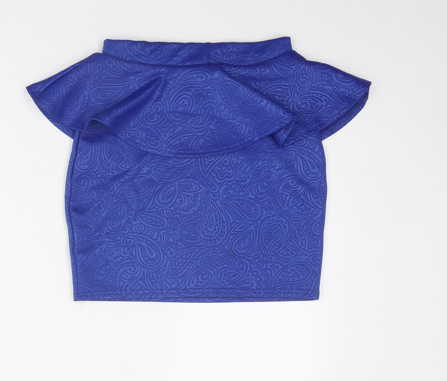 Miso Womens Blue Geometric Polyester Mini Skirt Size 10 - Peplum