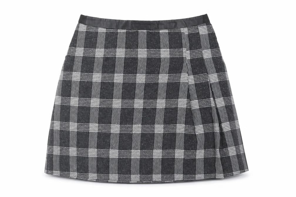 Oasis Womens Black Plaid Polyester Cargo Skirt Size 10 Zip