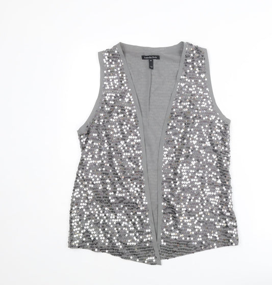 Isabella Oliver Womens Silver Polyester Basic Blouse Size M V-Neck
