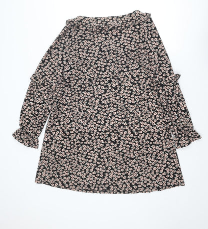 Back view of Miss Selfridge women’s multicoloured floral polyester a-line, size UK 12, square neck pullover