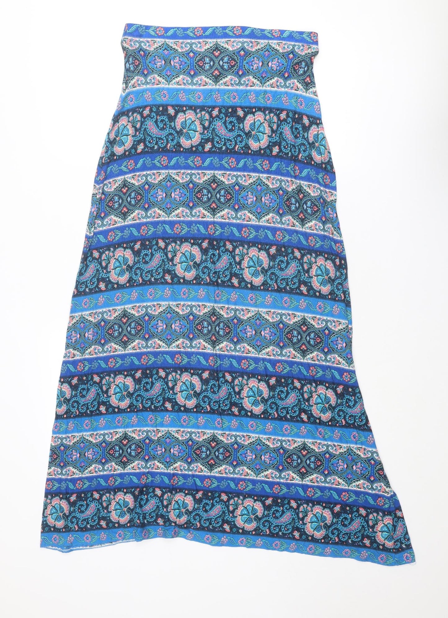 Monsoon Womens Blue Paisley Viscose A-Line Size M Square Neck Pullover - Strapless