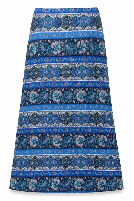 Monsoon Womens Blue Paisley Viscose A-Line Size M Square Neck Pullover - Strapless