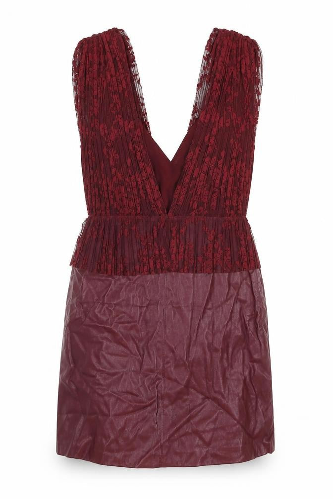 Zara Womens Red Polyester Mini Size M V-Neck Zip