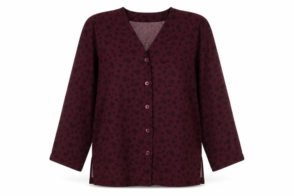 NEXT Womens Purple Floral Polyester Basic Button-Up Size M V-Neck