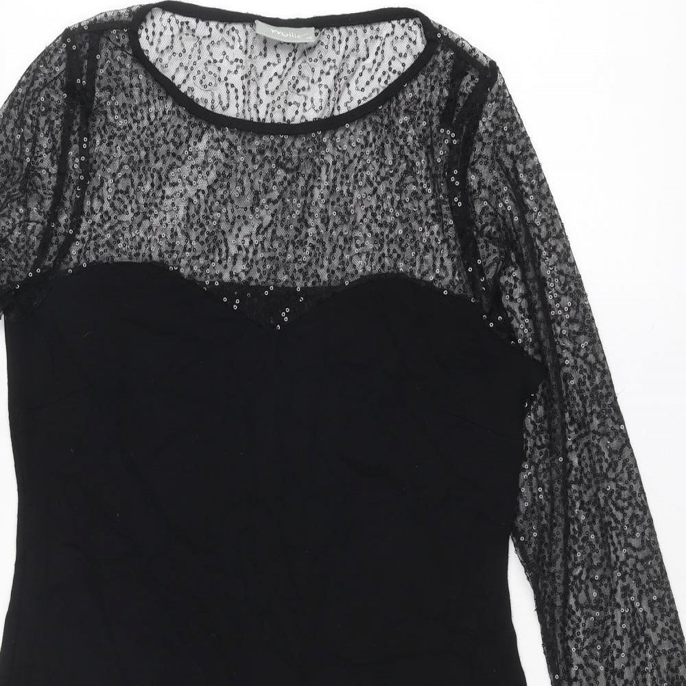 Wallis Womens Black Viscose Shift Size 14 Round Neck Pullover