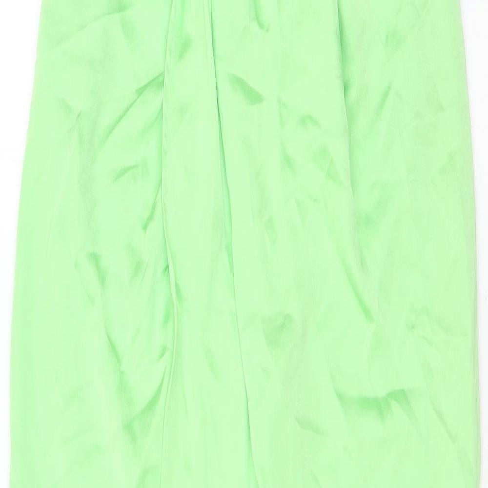 Zara Womens Green Polyester A-Line Skirt Size XS Zip