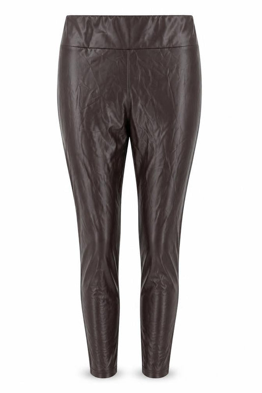 The Chic Hero Womens Brown Polyester Carrot Leggings Size 10 L25 in - Leather Look