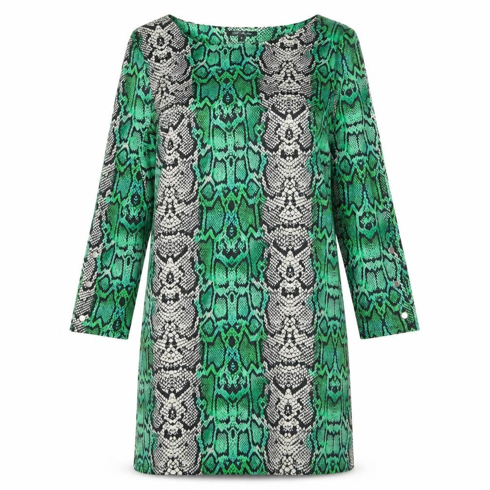 EDIT Womens Multicoloured Animal Print Polyester Shift Size 14 Boat Neck Pullover - Snake Print