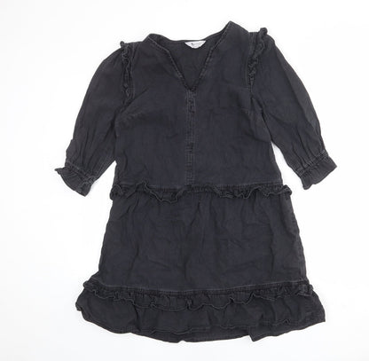 Tu Womens Grey Cotton Trapeze & Swing Size 10 V-Neck Pullover