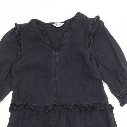 Tu Womens Grey Cotton Trapeze & Swing Size 10 V-Neck Pullover