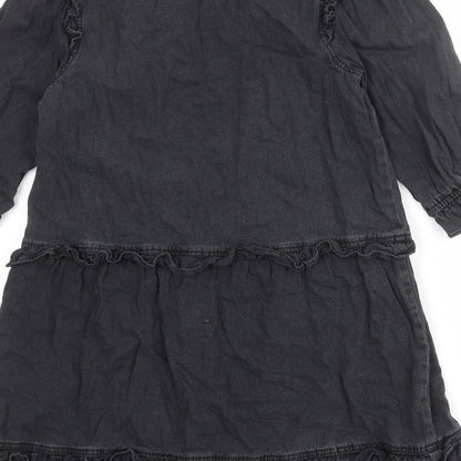 Tu Womens Grey Cotton Trapeze & Swing Size 10 V-Neck Pullover