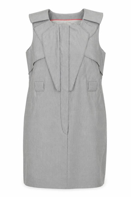 Oasis Womens Grey Polyester Shift Size 16 Round Neck Zip