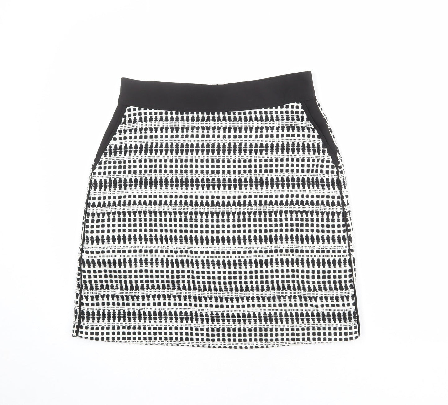 Warehouse Womens White Geometric Cotton A-Line Skirt Size 10 Zip