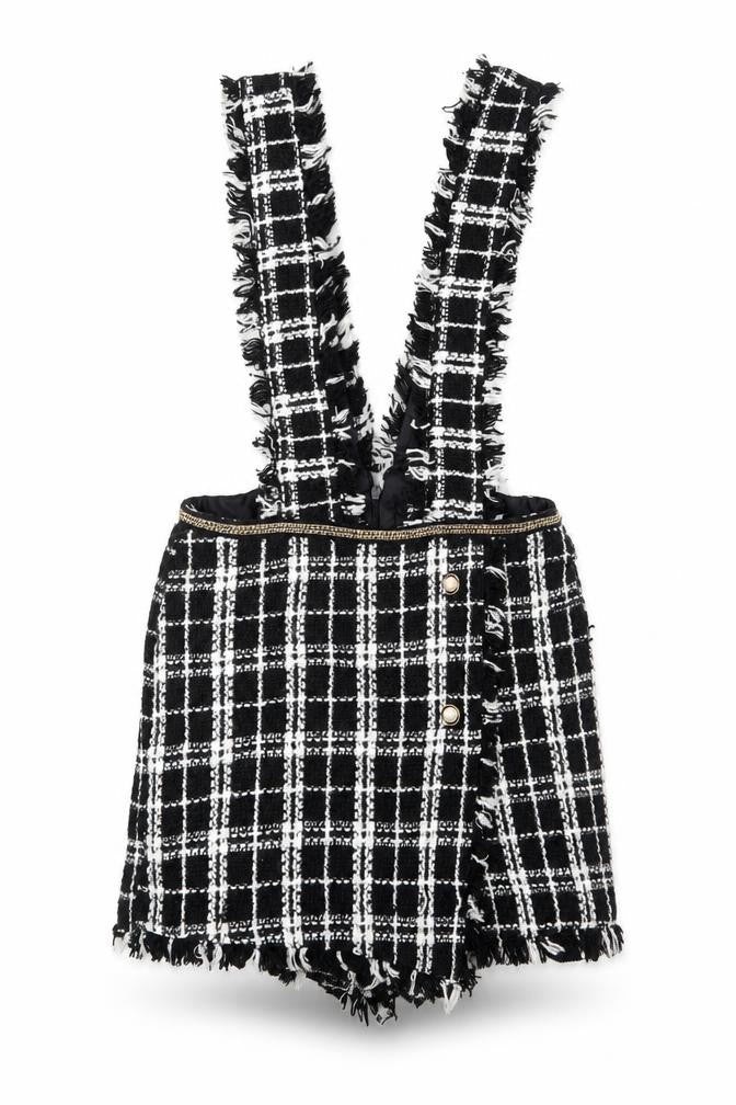 Rebellious Womens Black Plaid Polyester Playsuit One-Piece Size 10 L3 in Zip